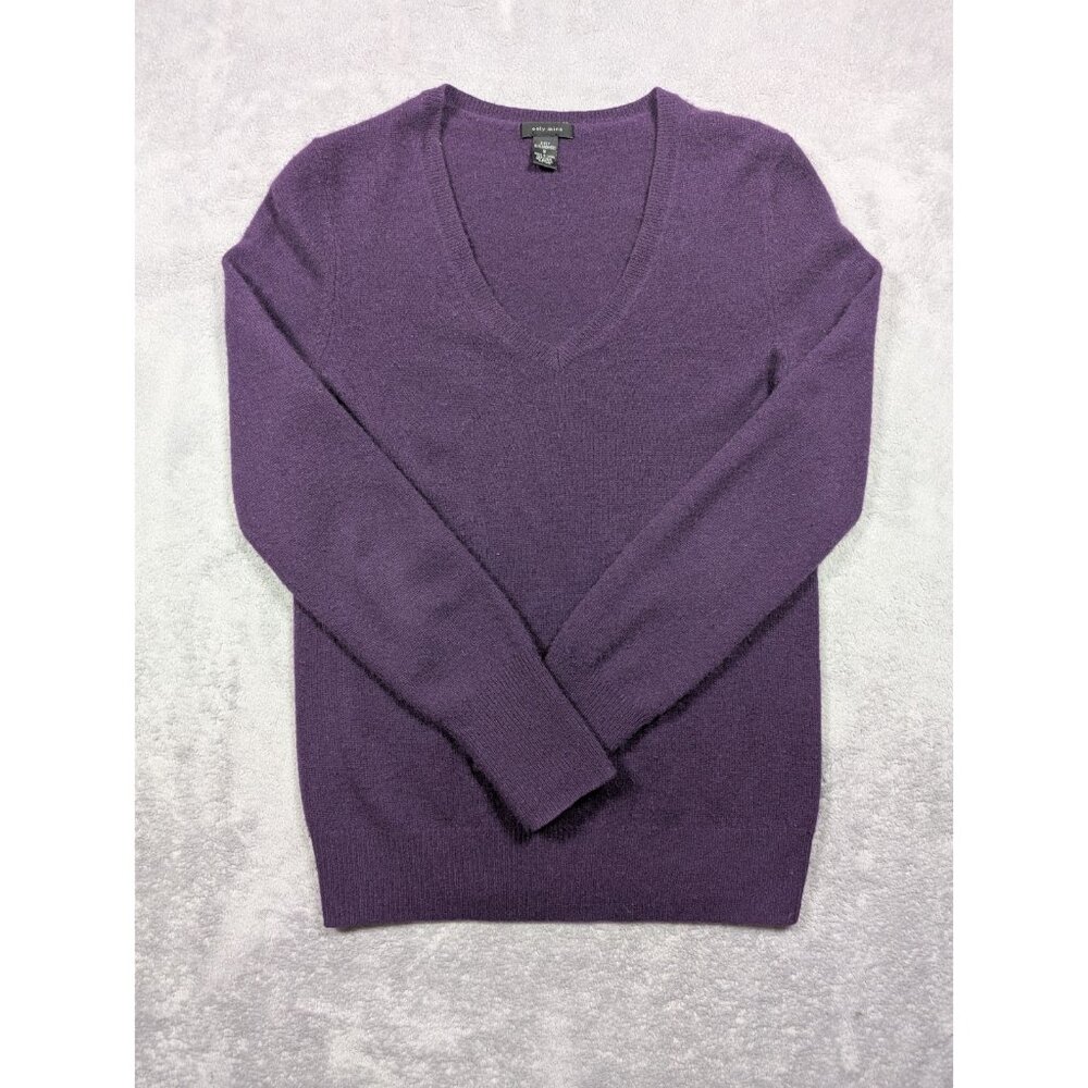 Only Mine Cashmere Sweater Women Size Small Purple Deep V Neck Minimalist Mature